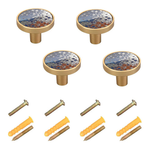 Tough As Nails Round Cabinet Knobs With Slick Blue Red Oil Finish Heavy Duty Zinc Alloy Smooth Pull Handles For Kitchen Cupboards Drawers And Doors Four Pack with gold edges and screws