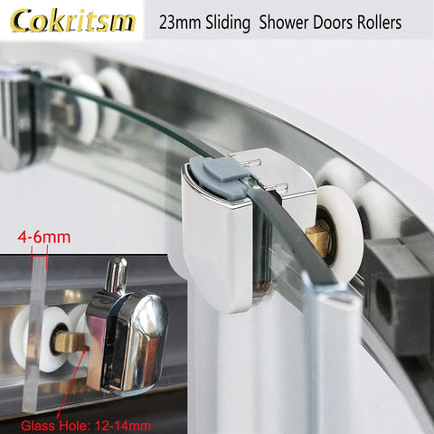 8 Piece Shower Door Rollers Set With 25mm Sliding Door Wheels For Curved Glass Doors with adjustable upper and lower runners