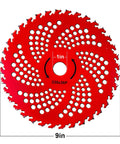 Steel Trimmer Head With 6 Blade Razors And 36 Tooth Brush Cutter Blade 65Mn Steel 9in diameter red cutting blade