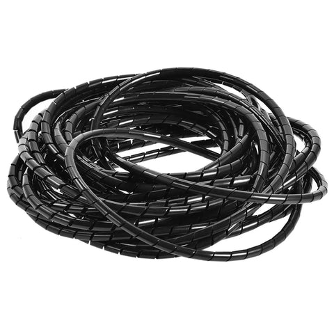 Slick Black Spiral Cable Wrap Tube Ten Meter Cord Manager coils for PC and home office to keep wires neatly stashed.