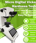 Heavy Duty Automatic Turret Digital Vickers Hardness Tester With Precision Touchscreen Display For Metal Steel Analysis showing touchscreen and turret.