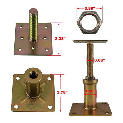 Components of Beefy Built Tough Adjustable Floor Jacks 4.3 To 6.6 Inch Range illustrating dimensions and structure