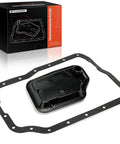 Automatic Transmission Fluid Filter With Pan Gasket For Ford Focus 2000-2016, Transit Connect 2010-2013, Mazda 3 2004-2009 shown with box.