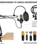 Heavy Duty Microphone Stand With Adjustable Quad Boom Arm Studio Mic Boom Windscreen Double Layer Pop Filter Shock Mount