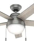 46 Inch Indoor Ceiling Fan With Energy Efficient LED Light Pull Chain 5 Blades Matte Silver Finish Standard Mount No Remote Ideal For Bedroom Living Room Or Kitchen And Easy To Install