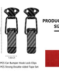 2 Pack Car Bumper Clips Hook Lock Kit With Carbon Fiber Hood Pins Toggle Clamp for Quick Fix and Release Universal