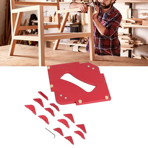Rock Solid Router Table Corner Jig With Rugged Aluminum Radius Template Set for precise woodworking tasks.