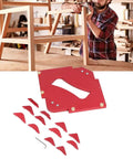 Slick Built Router Table Corner Jig Featuring Aluminum Radius Template Kit components with twelve plates for woodworking.