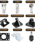 Various types of mechanical joints and mounts including Y-Joint, I-Joint, Fish Eye-Joint, FA-Flange, and LB-Tripod.
