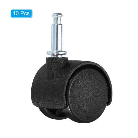 1 Inch Nylon Swivel Stem Casters 10 Pack With 360 Degree Insert Wheels for Chairs Shelves And Furniture Replacement 13 Kg Capacity Per Caster Floor Friendly Durable Nylon Rollers Black close-up
