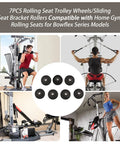 Replacement Sliding Seat Bracket Rollers for Home Gym Rolling Seats with Bowflex models, 7-pack durable chrome rollers