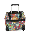 Underseat Rolling Carry On Bag With Pattern Design, Wheeled Cabin Tote For Easy Travel, front view with ergonomic handle.