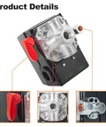 Air Compressor Pressure Switch Replacement For 150 Or 120 PSI 4 Port 120V Systems D26612 ZD26612 component details