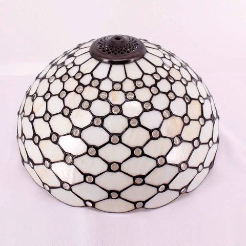 Stained Glass Style Lampshade Replacement For Table Floor Pendant And Ceiling Fixtures, 16 Inch Pearl Bead Glass Shade