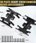 Skid plate and heavy counterweight components from Beefed-Up 7-In-1 RC Crawler Upgrade Kit For Axial SCX24 1/24 with screws.