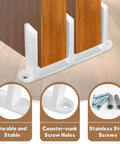 4 Pack White Sliding Closet Door Floor Guide for Pocket Door Bottom Bracket and Sliding Door Hardware in use on wooden doors with screws visible