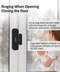 Wireless Door Chime Kit For Home And Office Doors Easy Install No Wiring Door Sensor Alerts When Doors Open And People Enter black sensor on window door
