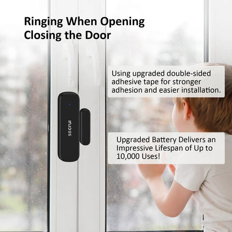 Wireless Door Chime Kit For Home And Office Doors Easy Install No Wiring Door Sensor Alerts When Doors Open And People Enter black sensor on window door