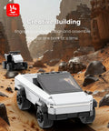 Cyber Off Road Truck Toy Building Set 2 In 1 Transforming Vehicle Kit With ATV And Pickup Car For Kids Aged 6 Plus And Adult Collectors Seeking Dope Durable Creative Building Fun Educational STEM Play, white brick pickup view