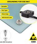ESD Mat Anti Static Grounding Kit with grounding plug, snap kit, 15 ft cord, Workstations Setup, Navy Blue wristband