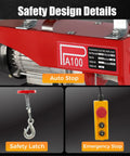 Heavy Duty 480W Mini Electric Hoist With Emergency Stop Button For Garage And Warehouse Use Portable 110V winch with safety latch and auto stop features.
