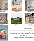 Cat In Ramen Bowl Vintage Metal Sign Wall Art 8x12 Tin Sign Poster For Home Office Garage Decor Cute Kitchen Wall Accent Rustic Charm displayed in various room settings