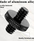 Solid Grip Six Pack Of One Quarter Inch Male To Male Threaded Tripod Screw Adapters For Camera Cages And Lighting Stands With Grippy Knurling And Rust Proof Aluminum Build Setup, showing non-slip textured surface.