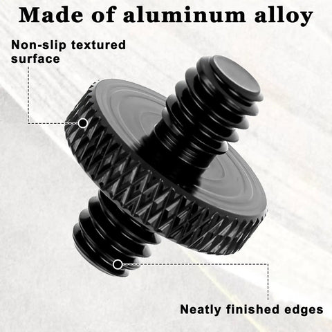 Solid Grip Six Pack Of One Quarter Inch Male To Male Threaded Tripod Screw Adapters For Camera Cages And Lighting Stands With Grippy Knurling And Rust Proof Aluminum Build Setup, showing non-slip textured surface.