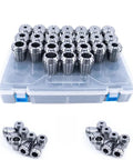 Precision ER11 To ER40 Collet Chuck Tool Holder Set With Tolerance As Low as Point Zero Zero Five mm in clear plastic case.