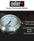 Charcoal And Gas Grill Replacement Thermometer With One And Thirteen Sixteenths Inch Diameter For Q Series And Spirit Grills closeup