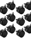Heavy Duty 12 Pack Threaded Swivel Caster Wheels With Hella Smooth Rolling And Locks Up Tight Brakes Built Real Tough for large black casters.