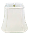 Square Cut Corner Bell Lamp Shade in White, Hand-Tailored Silk-Type Shantung or Linen Fabric, 9 x 16 x 13, Softback Off-White Lining