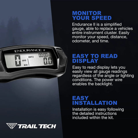 Endurance II Digital Gauge Speedometer Kit With Backlight For Yamaha ATVs And Quads That Tracks Current Speed Avg Speed Max Speed Two Trip Odometers Riding Time Stopwatch Total Ride Time Fits TW200 Banshee Blaster Grizzly 450 550 700 Kodiak 450 digital display