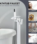 Freestanding Tub Filler With Handheld Shower Kit Floor Mounted Chrome Bath Faucet Easy One-Handle Control And Diverter