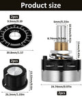 Two Pack 10K Potentiometer Single Turn Carbon Film Rotary Rheostat With A03 Knob, size dimensions shown