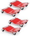 Heavy Duty Wheel Dolly Set Of 4 6000Lbs Capacity Automotive Moving Platform With Reinforced 4MM Steel V Shaped Design, red finish.