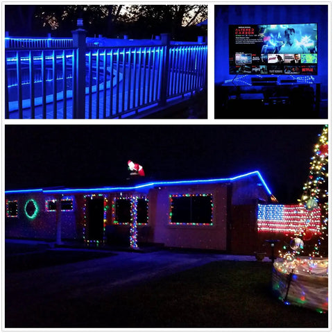 Outdoor Rope Lights 100ft LED Strip Kit 110V Waterproof for Indoor Outdoor Decor Backyards Gardens Dope for Christmas and Parties Sapphire Blue for Outdoor Living around house and pool