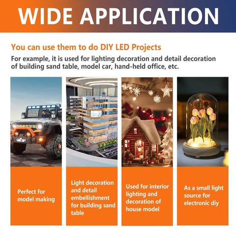 Dope 60 Pack 12V Prewired LED Lights With Holders No Soldering Needed 6 Colors X 10 Pieces for model craft and lighting.