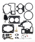 All In One Mercruiser Marine Carburetor Kit With Float For 2 Barrel 3.0L 4.3L 5.0L 5.7L Engines Drop In Ready Direct Fit Replacement 3302 804844002 19032C showing gaskets and small parts