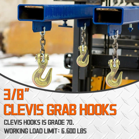 Ten Pack Heavy Duty Chain Hooks Forged Grade 70 Grab Hooks Three Eighths Inch for truck trailer rigging crane and boat applications