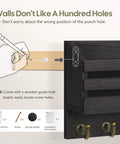 Wall Mounted Key And Mail Organizer With Six Hooks And A Storage Drawer Easy Install Entryway Decor shown with installation guide