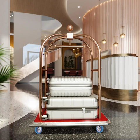 4 Inch Silent Swivel Trolley Wheels in hotel lobby hauling luggage, built to haul heavy duty furniture casters, wear resistant