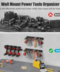 Modular Pegboard Strip Storage System with 3 wall mount strips organizing tools effectively on workbench.