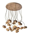 Handmade Solid Wood 19 Light Pendant Chandelier With Drop Dead Gorgeous Art Flower Petals And Smart Led Tech Generating Heavy Ambient Vibes For Your Interior Setup. Unique design with wooden flower petal lights.