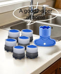 Universal Faucet Aerator Remover Tool Set With Five Heavy Duty Keys For No Sweat Clogged Sink Cleanup And Smooth Twist Swap On Residential Kitchen And Bathroom Fixtures, displayed on a countertop.