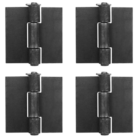 Set of four weld-on door hinges, 4-1/2 x 4-1/4 in, 4.7 mm thick, heavy-duty metal for gates/trailers