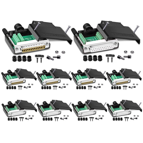 DB25 Solderless Connector 10 Piece Set With Five Male And Five Female Pins 16mm Thin RS232 Serial Port Breakout Board layout