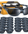 12 Pack Safety Glasses For Men And Women With UV400 Dark Grey Lenses And Frame, ANSI Z87.1 Plus Certified Wrap Around Goggles