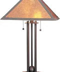 BO 476 Table Lamp With Mica Glass Shades In Pink And Matte Black Finish 24 And A Half Inch Tall Bedside Desk Lamp For Living Room Or Office