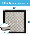 20x20x1 Air Filter MERV 14 For Home HVAC, showing filter size with measurements 20 inches by 20 inches and 1-inch thickness.